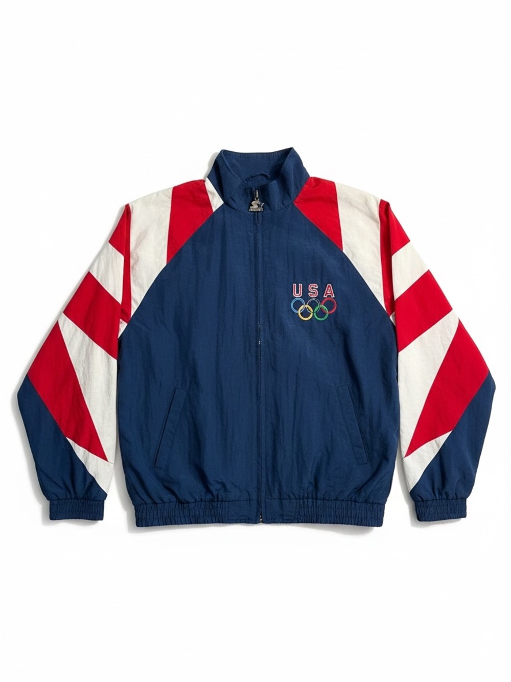 Starter Windbreaker Jacket Mens Large Blue USA Olympic Eagle Vintage 90s - Picture 1 of 9